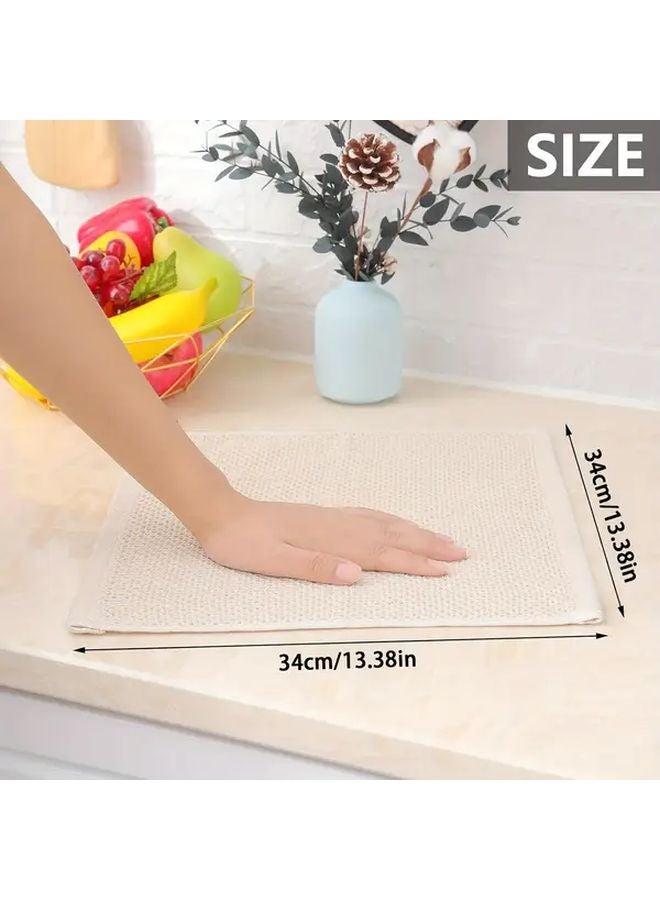 8 Pcs Beige Cotton Waffle Dishcloths Super Soft Absorbent Fast Drying Kitchen Towels - Image 3